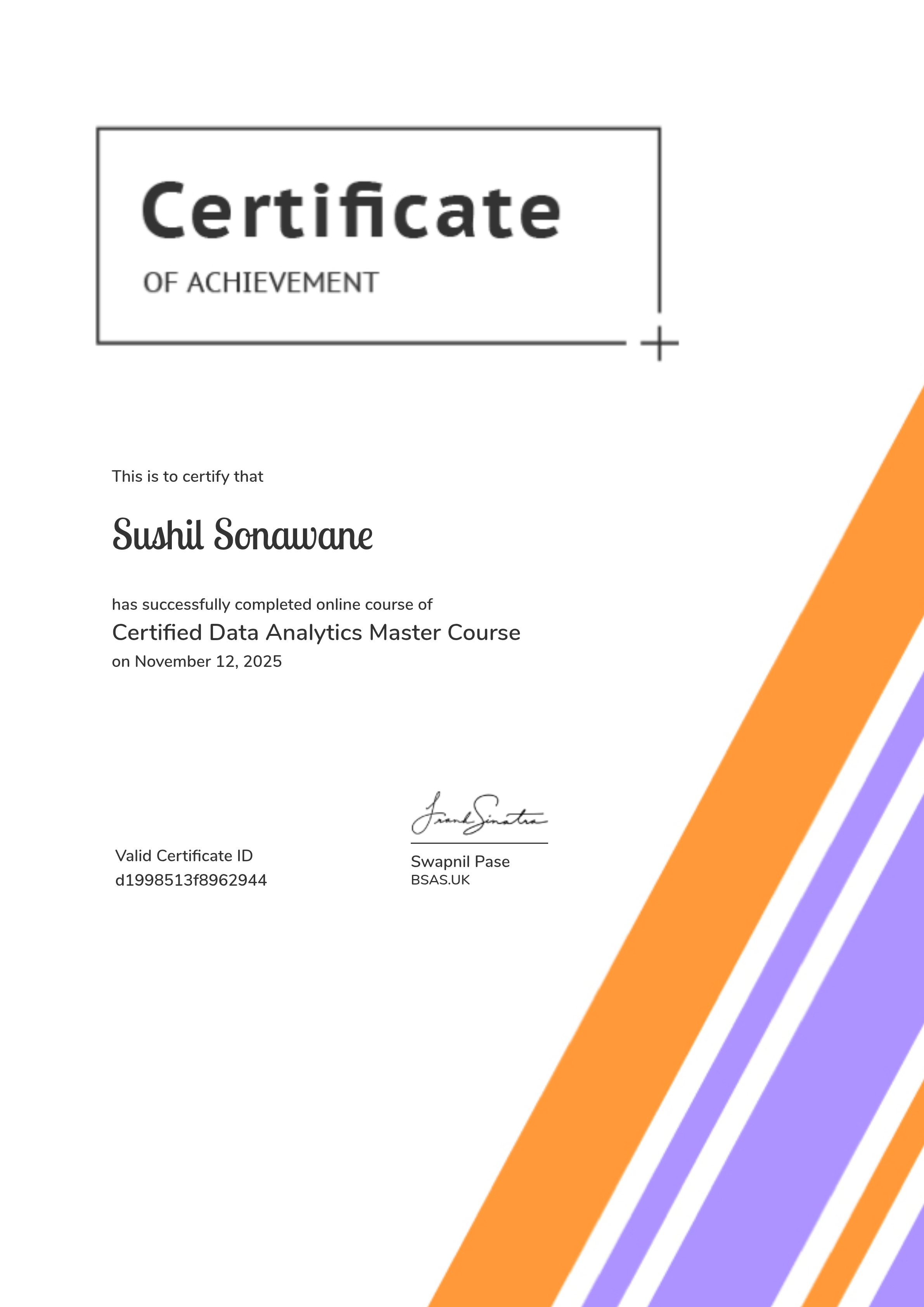 Certified Data Analytics Master Course